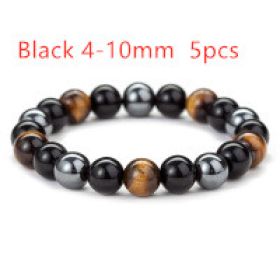 Tiger Eye Stone Bracelet Natural Stone Bracelet (Option: Black-4X10mm  5pcs)