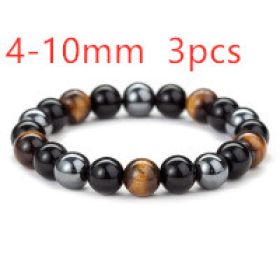 Tiger Eye Stone Bracelet Natural Stone Bracelet (Option: Black-4X10mm  3pcs)