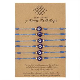 New 7-knot Evil Eye Bracelet 6 Pack Blue Eye Paper Card Bracelet Braided Adjustable Bracelet (Option: 6 blue ropes)