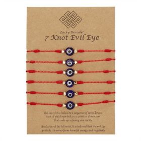 New 7-knot Evil Eye Bracelet 6 Pack Blue Eye Paper Card Bracelet Braided Adjustable Bracelet (Option: 6 red ropes)