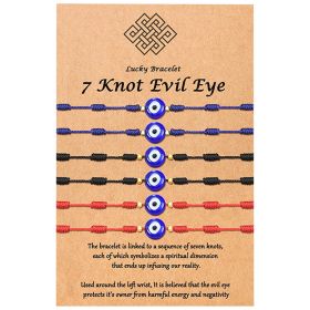 New 7-knot Evil Eye Bracelet 6 Pack Blue Eye Paper Card Bracelet Braided Adjustable Bracelet (Option: 6 suits)