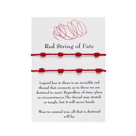 New 7-knot Evil Eye Bracelet 6 Pack Blue Eye Paper Card Bracelet Braided Adjustable Bracelet (Option: 2 red strings)