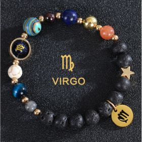 Eight Planets Twelve Constellations Bracelets Frosted Stone Beaded Bracelet (Option: Virgo lava)