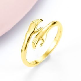 Alloy Simple Hands Hug Ring Opening Adjustable Jewelry (Option: Gold-1PC)