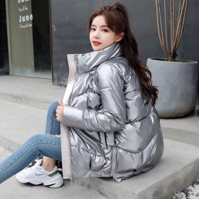 Bread Jacket Stand Collar Padded Jacket Women'S Padded Jacket (Option: Grey-M)