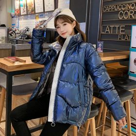 Bread Jacket Stand Collar Padded Jacket Women'S Padded Jacket (Option: Dark Blue-S)