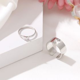 Hot Selling Creative Personality Butterfly 2-Piece Set Ins Same Punk Style Couple Ring (Option: silver)