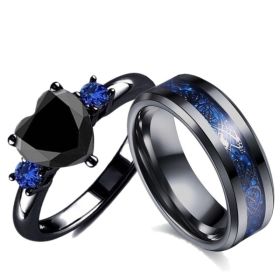 Black Heart Gemstone Diamond Wedding Ring (Option: Combination a-NO9)