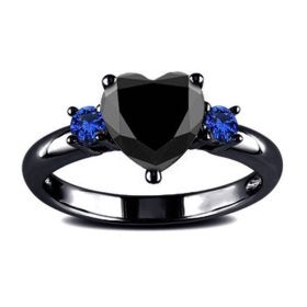 Black Heart Gemstone Diamond Wedding Ring (Option: Ms-NO7)