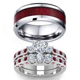 Men's And Women's Couple Rings With Zircon (Option: set1-Number10 Number7)