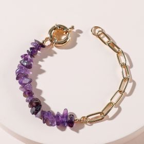 Qingdao Daiwei Jewelry Rough Stone Crystal Amethyst Stone Chain Bracelet (Option: Purple)