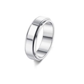 Stainless Steel Rotatable Spinner Ring Moon Stars Relieve Anxiety Rings (Option: 7style-number 6)