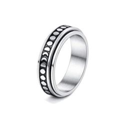 Stainless Steel Rotatable Spinner Ring Moon Stars Relieve Anxiety Rings (Option: 3style-Number9)