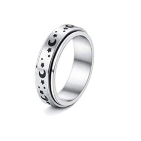 Stainless Steel Rotatable Spinner Ring Moon Stars Relieve Anxiety Rings (Option: 1style-Number9)