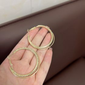 Diamond Simple Bracelet Eardrop Earring Korean Simple Temperamental (Option: Gold)