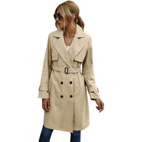 European And American Autumn Women's Double Breasted Fashion Casual Trench Coat (Option: Khaki-S)