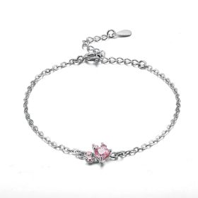 New Cat Bear Dog Paw Ring for Women Jewelry Sets (Option: Pink sliver bracelet)