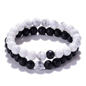 Classic Black Matte Green Malachite Bracelets Suitable Women Men Elastic Strand Jewelry (Option: Black white A-Elasticity)