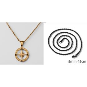 Stainless Steel Compass Circular Necklace (Option: Gold hollow with black)