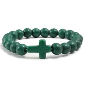 Blue Turquoise Cross Bracelet (Option: Dark green-21cm)