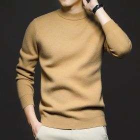 Men's Sweater Worsted Sweater Knitted Long Sleeve (Option: Desert Camel-XL)