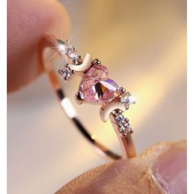 New Love Moon Three Claw Ring On Both Sides Simple (Option: Rose Gold-No10)
