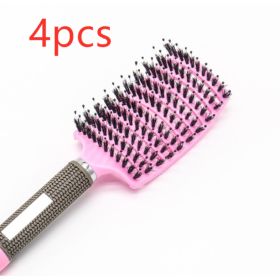 Hairbrush Anti Klit Brushy Haarborstel Women Detangler Hair Brush Bristle Nylon Scalp Massage  Teaser Hair Brush Comb (Option: Pink-Brush-4pcs)