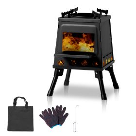 Wrought Iron Panel 27x27x34cm Black Detachable Piece Portable Camping Stove (Option: Black)