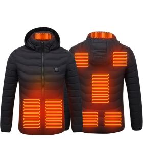 Men's Intelligent 8-zone Heating Stand Collar Hooded Lightweight Heating Insulation Jacket (Option: Black Zone8-XL)