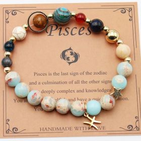 Twelve Constellations Bracelets Natural Stone Beaded Eight Planets (Option: Piseces Shoushan Stone)