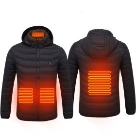 Winter Heated Jacket USB Electric Cotton Coat Zip-up Heater Thermal Clothing Heating Vest For Men (Option: Black Zone4-M)