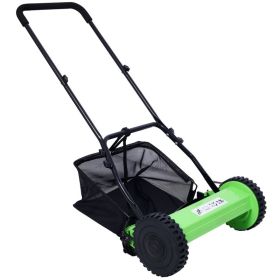 14 Inch 5-blade Hand Push Scroll Lawn Mower With Grass  Device, Green (Option: Green)