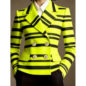 Women's Double-breasted Elegant Suit Jacket (Option: Bright yellow-L)