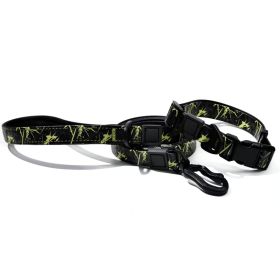 UV Printing Camouflage Embossed Pet Leash Set Is A Perfect Combination Of Style And Functionality Specially Designed For Pets' Outdoor Activities. Eve (Option: Green-15mm)