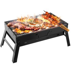 1Pc Portable BBQ Grill Foldable Charcoal Grill Lightweight Smoker Grill For Camping Picnics Garden Grilling (Option: Black)