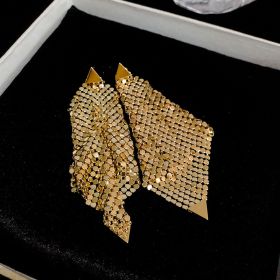 Silver Needle Triangle Sequins Irregular Earrings (Option: Gold)