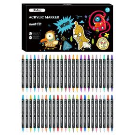 48 Colors Or 24 Colors Options Dual Tip Acrylic Paint Markers Set, Quick-Dry Waterproof Art Markers For Rock Painting, Wood, Glass, Fabric, Ceramic, C (Option: 48 Colors)