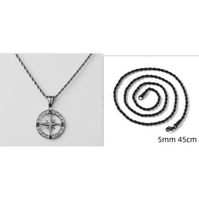 Stainless Steel Compass Circular Necklace (Option: Silver hollow with black)
