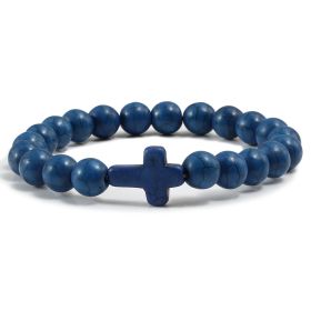 Blue Turquoise Cross Bracelet (Option: Dark Blue-21cm)