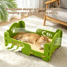 Elevated Felt Cat Bed Frame, Raised Open Cat Lounge Bed, Detachable Breathable Pet Sleeping Platform For Small Medium Cats (Option: Green)