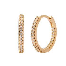 Circle Female Earrings Ear Clip Multicolor Zircon Elegant (Option: Gold White Diamond)
