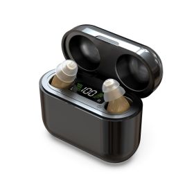 Cross-border Within The Ear Elderly Digital Hearing Aid Sound Amplifier Sound Collector Mobile Charging Warehouse (Option: Skin Color Black Warehouse-1pcs)