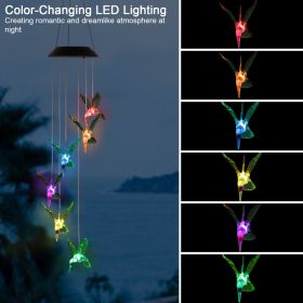 LED Solar Hummingbird Wind Chime For Spring Solar String Lights 6 LEDs Color-Changing IP65 Waterproof Decorative Lamp Lighting For Home Garden Fence P (Option: 1pc)