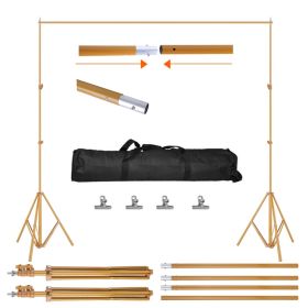 1Pc 6.5 Plus 10ft Photo Video Studio Backdrop Background Stand Adjustable Heavy Duty Photography Backdrop Support Stand Set With Carrying Bag Clamps (Option: Gold)