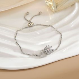Simple Rotatable Flower Color-preserving Pure Copper Gold-plated Bracelet (Option: Rotating Bracelet 21)