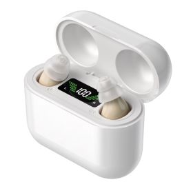 Cross-border Within The Ear Elderly Digital Hearing Aid Sound Amplifier Sound Collector Mobile Charging Warehouse (Option: Skin Color White-1pcs)
