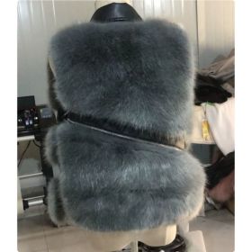 Women's Fashion Vest Fur Coat (Option: S-Gray black leather)