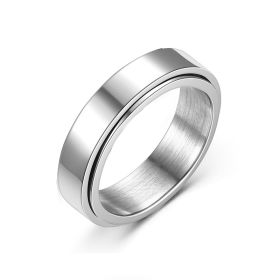 Personality Ring Titanium Steel Hip Hop Simplicity (Option: Silver glossy-US No.06)
