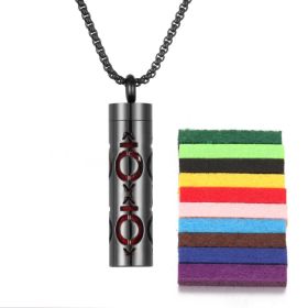 Aromatherapy Pendant Perfume Bottle Essential Oil Titanium Steel (Option: 1Black  10 cotton pads)