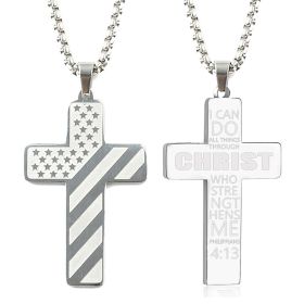 Cross Flag Necklace Hip Hop Titanium Steel (Option: Style 2 Steel)